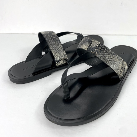 Vince Shoes - VINCE. Black Snakeskin Flip Flop Thong Sandals‎
